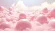Leinwandbild Motiv Generative AI, Pink magenta fantastic 3d clouds on the floor, sky and landscape. Gentle colors and with bright lights..