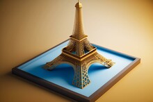 3D Digital Illustration Of The Eiffel Tower, A Popular Travel Destination. Generative AI