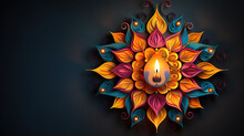 Diwali Festival Of Lights Holiday Design With Paper Cut Style Of Indian Rangoli. Generative Ai