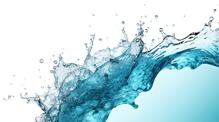 Aufkleber - Blue water splash on white background. Liquid drips scattered. Generated AI.