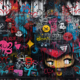 Fototapeta Młodzieżowe - Graffiti art animal repeat pattern, colorful funky 
