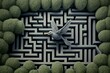 A small bird flies out from a maze depicting the idea of liberation and independence. Generative AI
