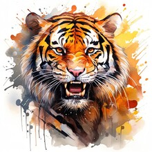 International Tiger Day Tiger Painting Roaring Tiger