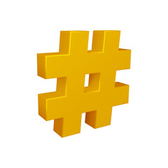 Poster - 3D golden hashtag symbol or icon design