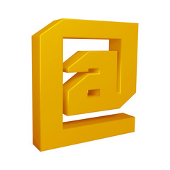 Poster - 3D golden email or at symbol design