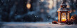 christmas lantern on snow, generative ai