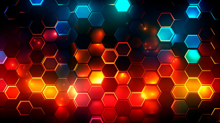 Wall Mural - Abstract background hexagon pattern with glowing lights. Generative AI