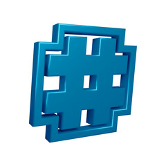 Poster - 3D blue hashtag symbol or icon design