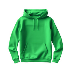 Wall Mural - green plain hoodie t-shirt on transparent background PNG