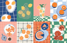 Minimalist Hand Drawn Food And Drink Vector Illustration Collection. Art For Postcards, Branding, Logo Design, Background.
