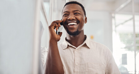 Poster - Yes, thats a deal. Shot of a young businessman talking on a cellphone in an office.