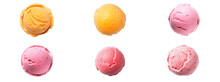 Orange Ice Cream Scoop Balls Isolated On Transparent White Background