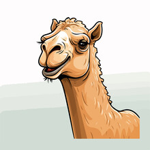 Camal In Cartoon, Doodle Style. 2d Cut Illustration In Icon, Logo Style. 