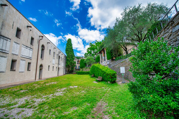 Poster - Medieval streets and buildings of Bergamo Alta on a sunny summer day