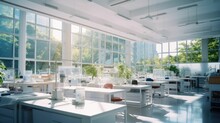 Spacious School Lab With Huge Windows Interior Design