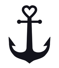 Anchor With Heart Symbol Vector Icon