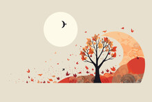 Doodle Inspired Autumnal Equinox, Cartoon Sticker, Sketch, Vector, Illustration