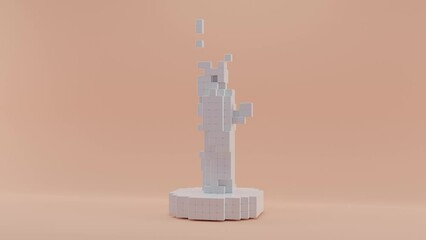 Poster - Loop 3d animation of the appearance of the Statue of Liberty and its disappearance. The cubes are reduced and transformed into a statue. A symbol of independence and democracy. The idea of digital art