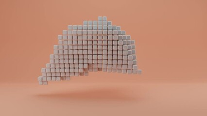 Poster - Loop 3d animation of a set of cubes. The cloud of cubes pulsates and changes size and shape. Cubes appear and disappear.