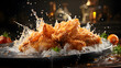 crispy chicken pieces splashed with flour flakes Generative AI