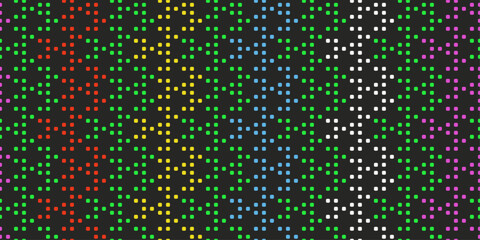 Aufkleber - Colored pixels on a black background. Bright pattern with small squares. Design for textile, fabric, clothing, curtain, rug, batik, ornament, background, wrapping.