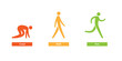 Crawl Walk Run stick figure icon set. Clipart image isolated on white background