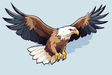 Doodle Inspired The Bald Eagle, Cartoon Sticker, Sketch, Vector, Illustration