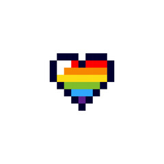 Fototapete - Pixel rainbow heart icon. Clipart image isolated on white background