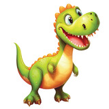 Fototapeta Dinusie - Cute little dinosaur cartoon , green dinosaur illustration vector, isolated on white background. 