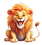 Fototapeta  - funny lion cartoon, lion illustration vector, isolated on white background. 