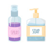 Personal hygiene spray and soap vector concept