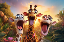 Giraffe Animal Selfie Smile 3d Rendering