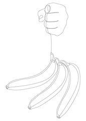 Poster - One continuous line of hand with Banana. Thin Line Illustration vector concept. Contour Drawing Creative ideas.