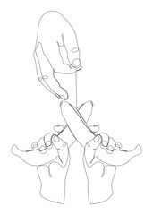 Poster - One continuous line of hand with Banana. Thin Line Illustration vector concept. Contour Drawing Creative ideas.