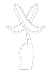 Poster - One continuous line of hand with Banana. Thin Line Illustration vector concept. Contour Drawing Creative ideas.