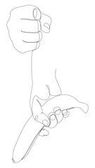 Poster - One continuous line of hand with Banana. Thin Line Illustration vector concept. Contour Drawing Creative ideas.