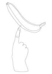 Poster - One continuous line of hand with Banana. Thin Line Illustration vector concept. Contour Drawing Creative ideas.