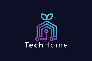 Wall Mural - Green technology home Logo design vector template
