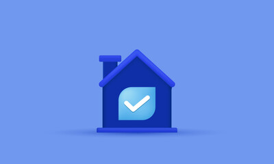 3d house check marks icon illustration vector trendy symbols isolated on background.3d design cartoon style. 