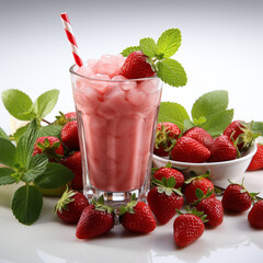 Poster - Sweet and fresh red strawberry smoothie