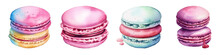 Colorful Macaroon Set. Watercolor Illustration Isolated On White Background
