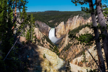 Wall Mural - The Lower Falls viewed from the Artist Point in the Yellowstone National Park, Wyoming