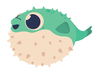 Canvas Print - cute blowfish sea life cartoon icon