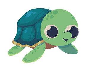 Wall Mural - cute turtle sea life cartoon icon