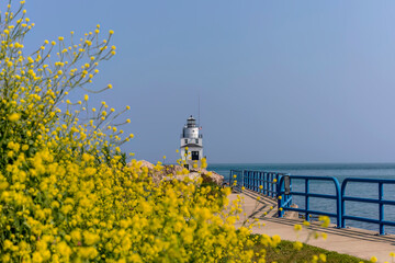 Poster - A Lighthouse on the shore of Lake Michigan in Wisconsin.