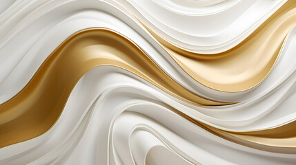 Modern and Creative 3D Abstraction Wallpaper for Walls. 3d Three-dimensional Luxury Golden and White Background
