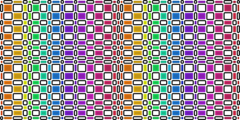 Poster - Rainbow pattern with white checkers. Design for textile, fabric, clothing, curtain, rug, batik, ornament, background, wrapping.