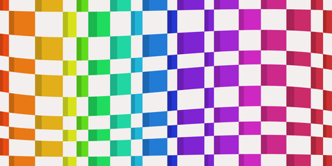 Poster - Rainbow checker pattern. Design for textile, fabric, clothing, curtain, rug.