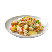 Fresh Potato Salad Arranged On A Plate, As A Complementary Element To The Design Project
