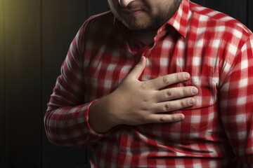 Wall Mural - Heart attack concept, man suffering from chest pain